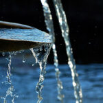 calm cascading water from art feature