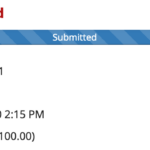 Sakai Assignments status bar shows student has submitted