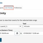 User Activity tab in Sakai Statistics tool
