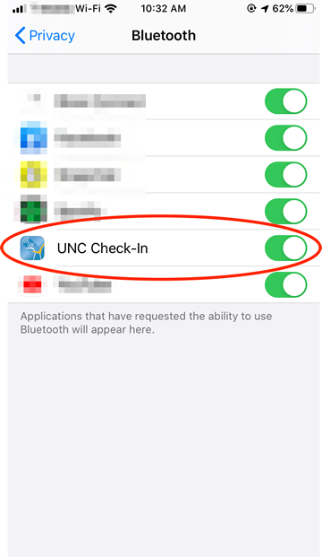 U-N-C check-in app on iphone iOS13+