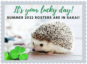 cute hedgehog says it's your lucky day because summer 2022 rosters are in Sakai