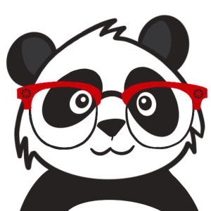 Canvas panda in red glasses