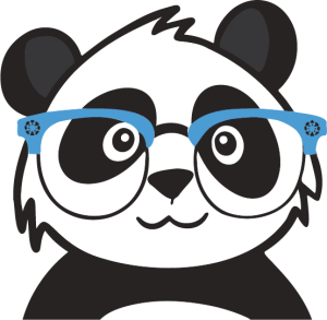 Canvas panda in blue glasses