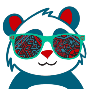 Canvas panda in colorful, groovy sunglasses