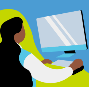woman using computer graphic